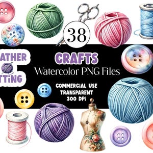 Aquarell häkeln Clipart Button Clipart Nähen Clipart PNG häkeln Nähen Grafiken Nähmaschine PNG Stricken Clipart Kommerzielle Nutzung
