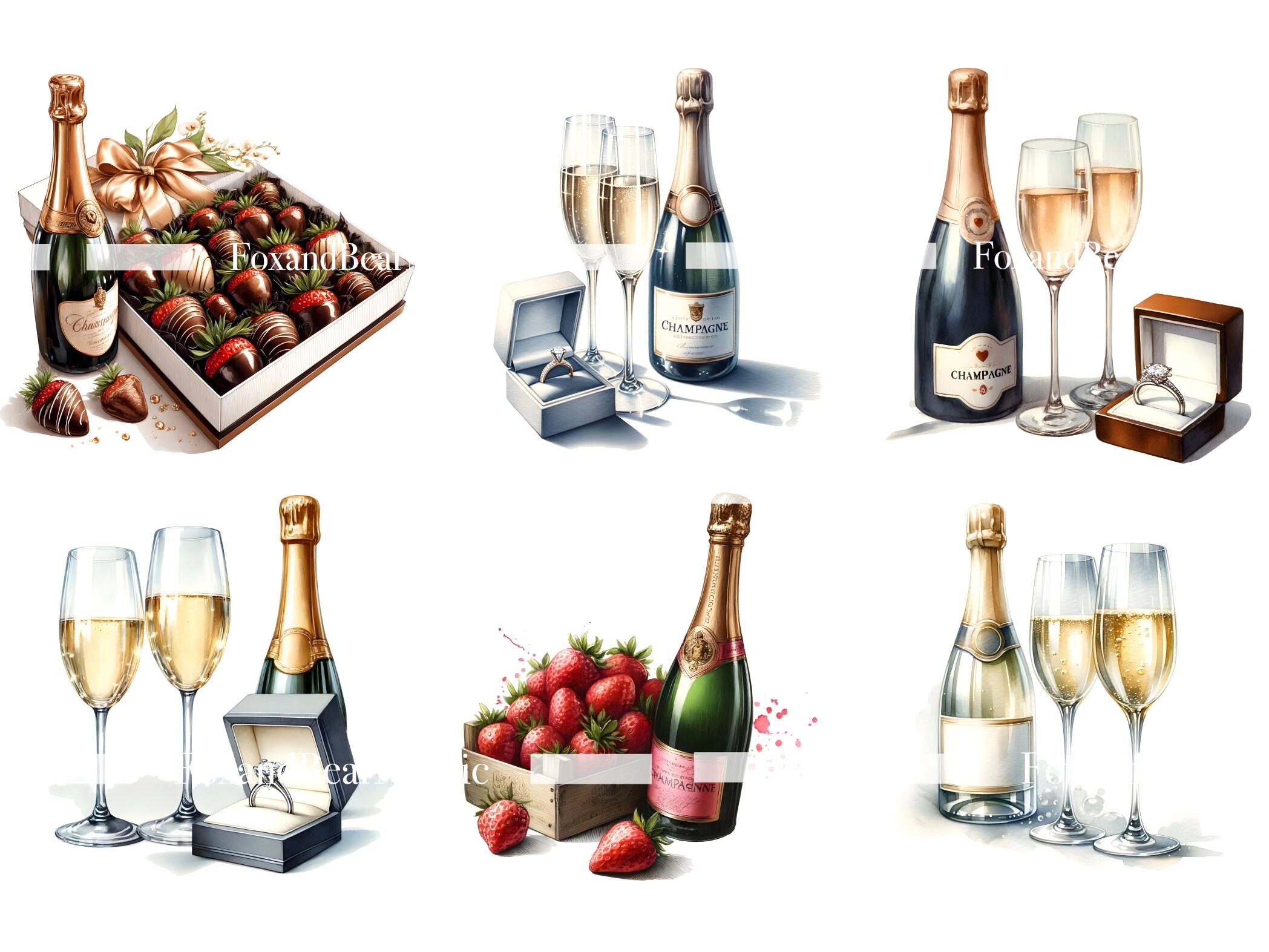 Watercolor Champagne Clipart Champagne Bottle Celebration Wedding Party Clipart Watercolor Clipart Watercolor Clip Art Commercial Use image 6