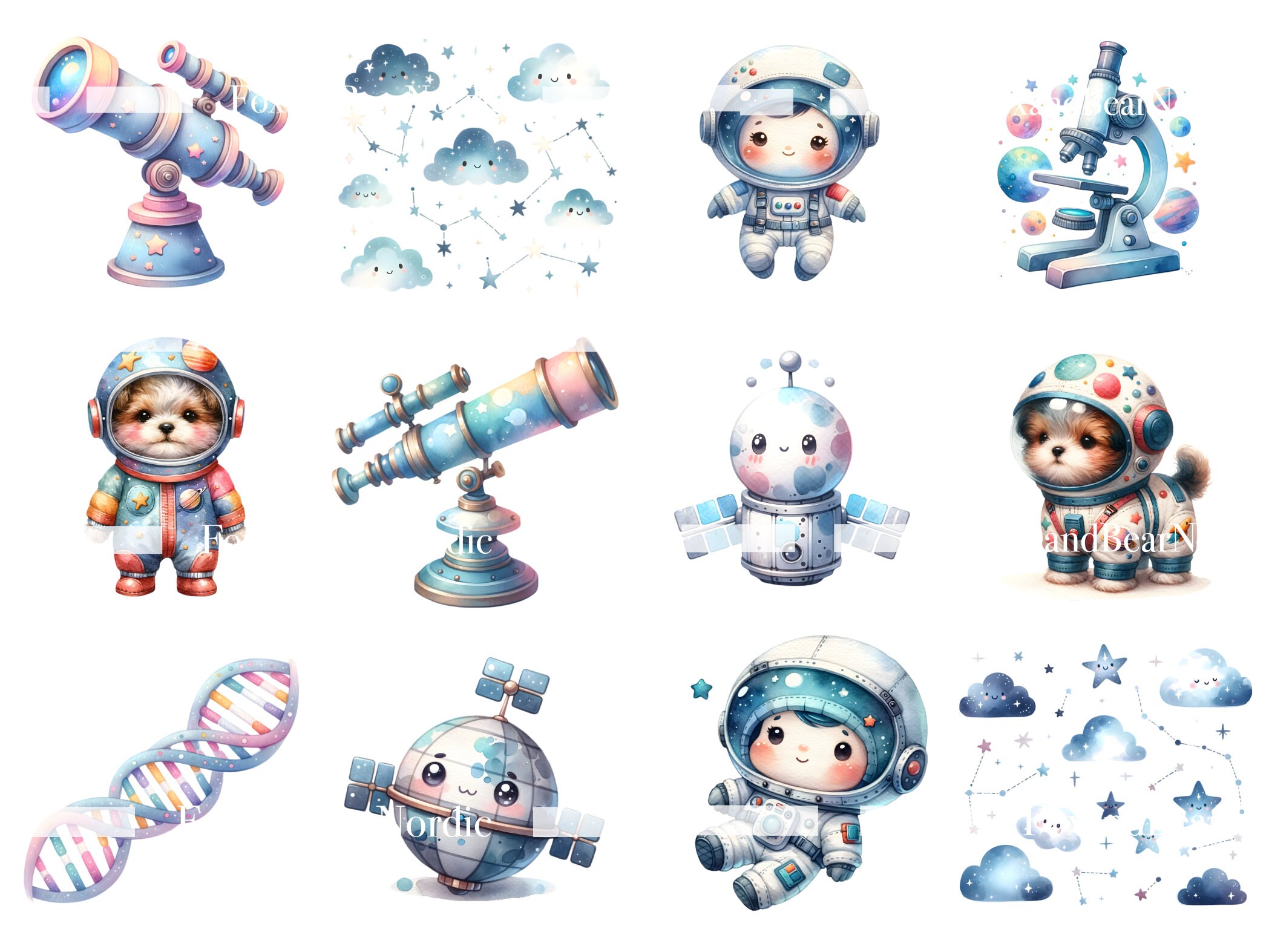 Outer Space PNG Galaxy Clipart Astronaut Clipart Space Birthday PNG Watercolor Clipart Commercial Use Watercolor Clip Art Digital Stickers image 5