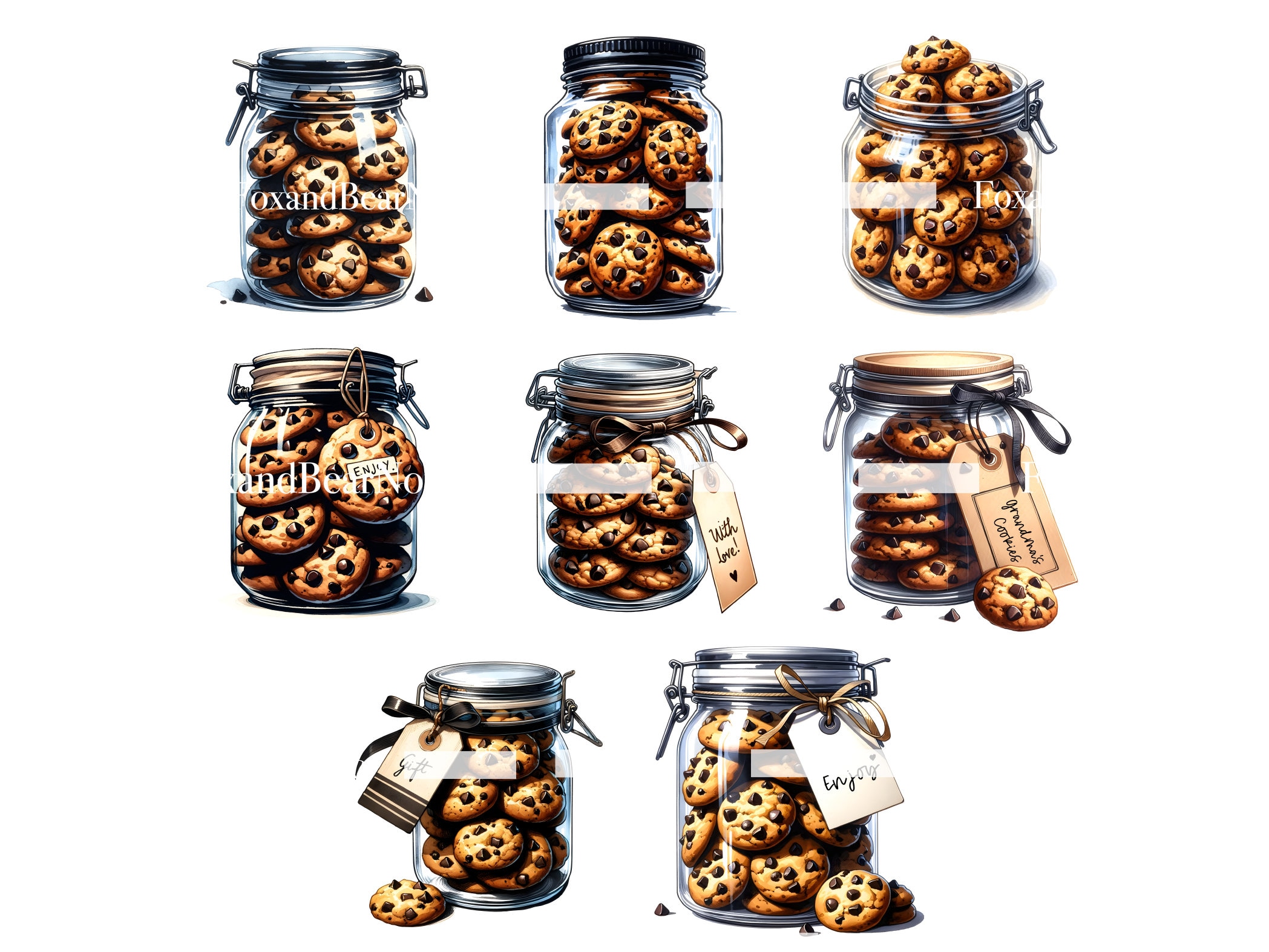 Watercolor Cookie Clipart Chocolate Chip Cookies Border Food Clipart Christmas Cookies Watercolor Clipart Watercolor Clip Art Commercial Use image 6