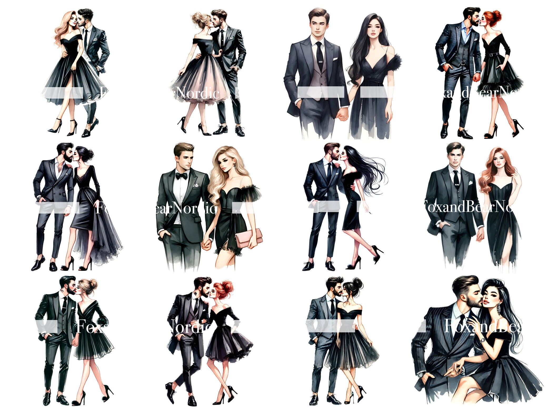 Watercolor Couple Clipart Valentine Clipart Valentine Couple PNG Couple Clipart PNG Watercolor Clipart Watercolor Clip Art Commercial Use image 6