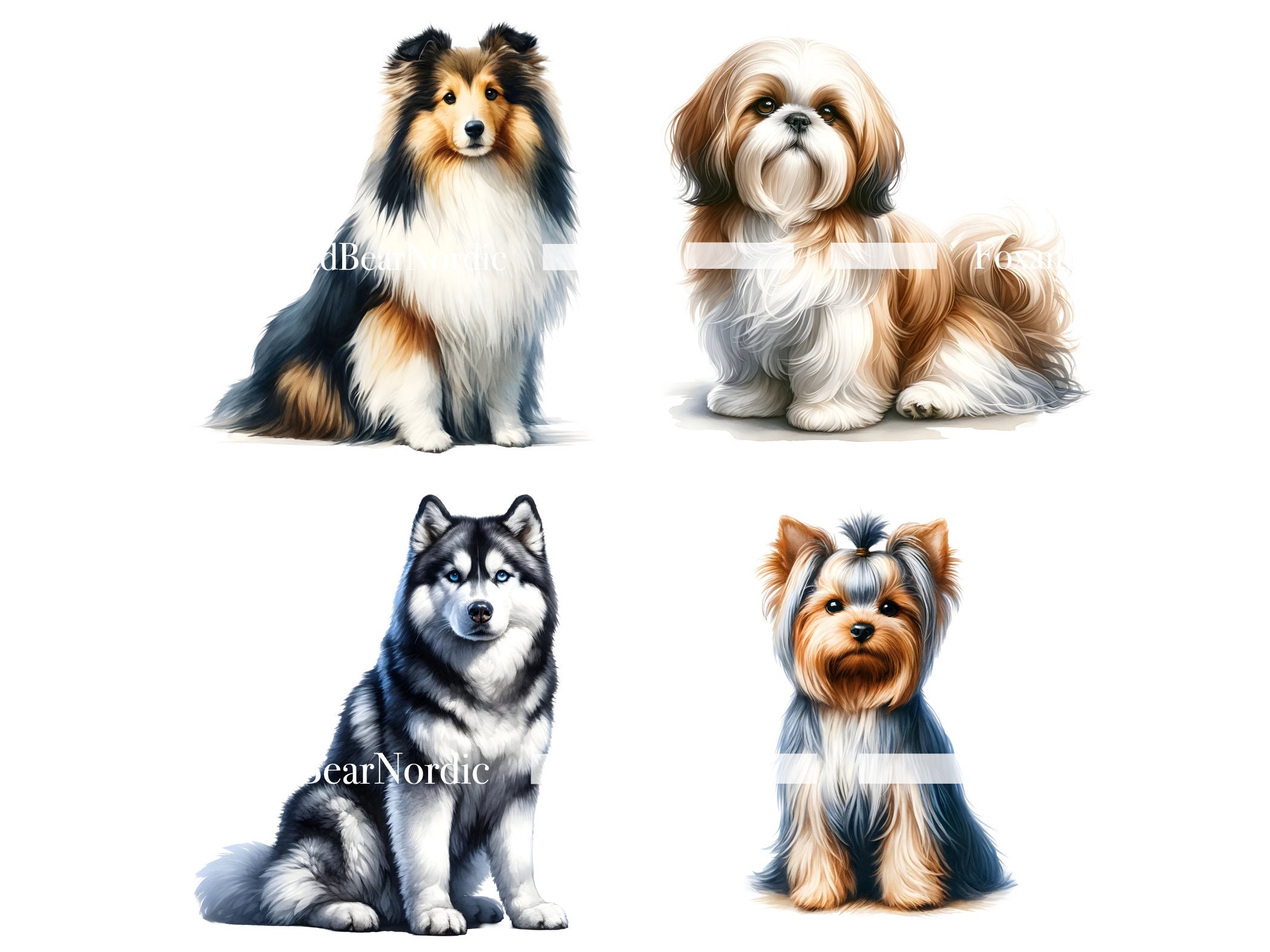 Watercolor Dog Breeds Clipart Bundle Dog PNG Golden Retriever PNG Labradoodle PNG German Shepherd Boston Terrier Corgi Commercial Use image 5