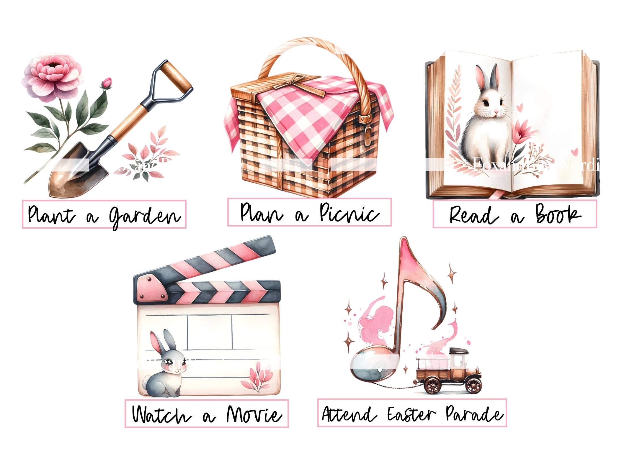Easter Bucket List Digital Planner Icons Clipart Easter PNG To Do List Icons Clip Art Watercolor Clipart Commercial Use Digital Stickers image 5