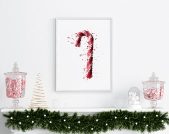 Candy Cane Wall Art Christmas Wall Art Candy Canes Candy Cane Decor Christmas Decor Christmas Art Print Printable DIGITAL DOWNLOAD