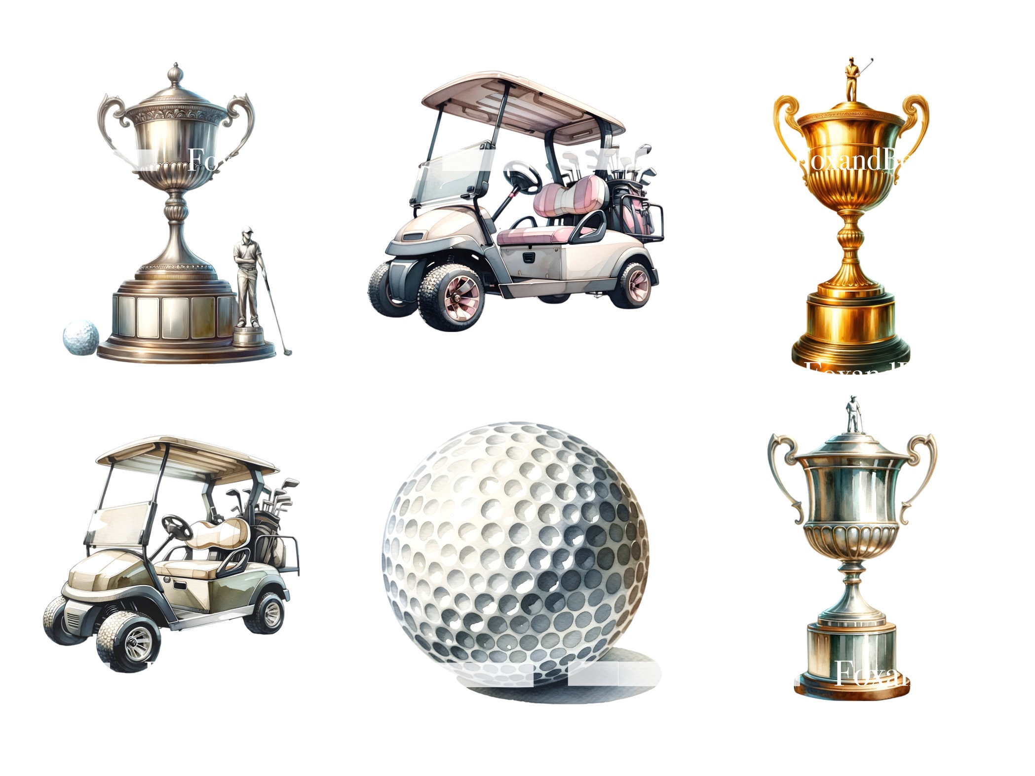 Watercolor Golf Clipart Golf Club PNG Golfer Graphics Golf Ball Clipart Golfer PNG Golf Cart Clipart PNG Commercial Use Instant Download image 5