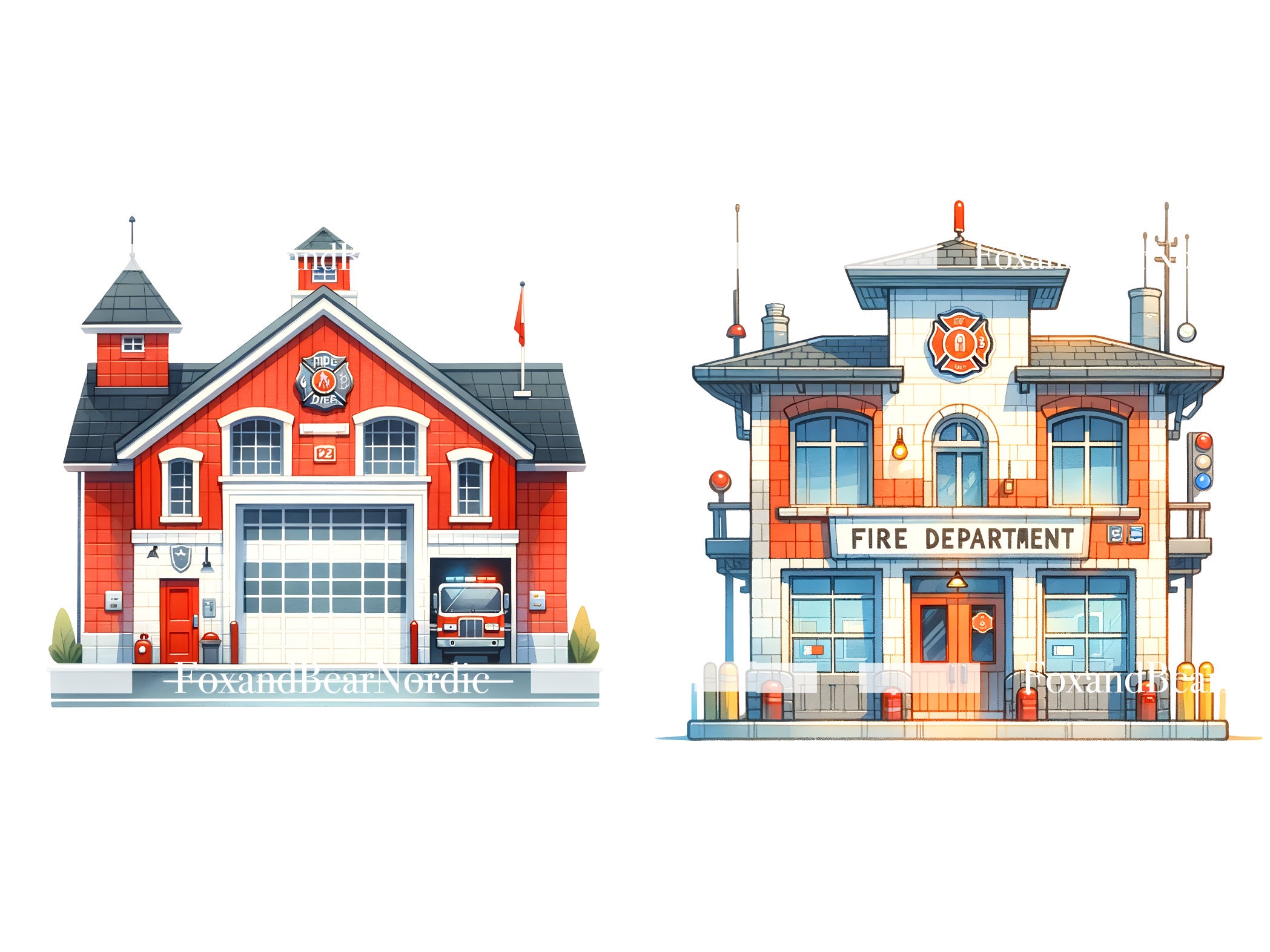 Watercolor Firetruck Clipart Firefighter PNG Fire Department PNG Clipart for Kids Clipart Fire Extinguisher Fireman Clipart Commercial Use image 6