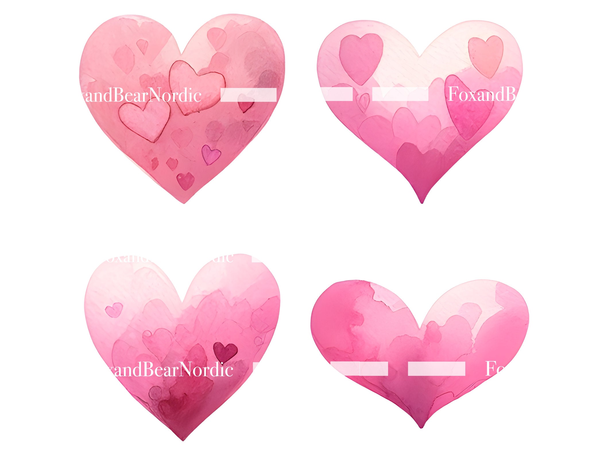 Watercolor Heart Clipart Heart PNG Valentines PNG Watercolor Clipart Watercolor Clip Art Digital Stickers Instant Download Commercial Use image 5