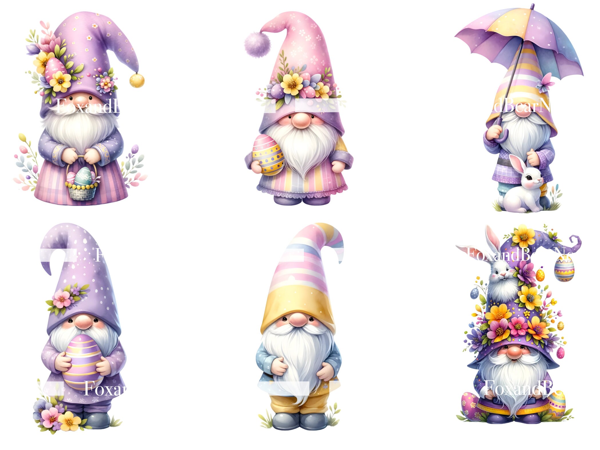 Watercolor Easter Gnomes Clipart PNG Gnome Clip Art Pastel Easter PNG Watercolor Clipart Commercial Use Watercolor Clip Art Digital Download image 4