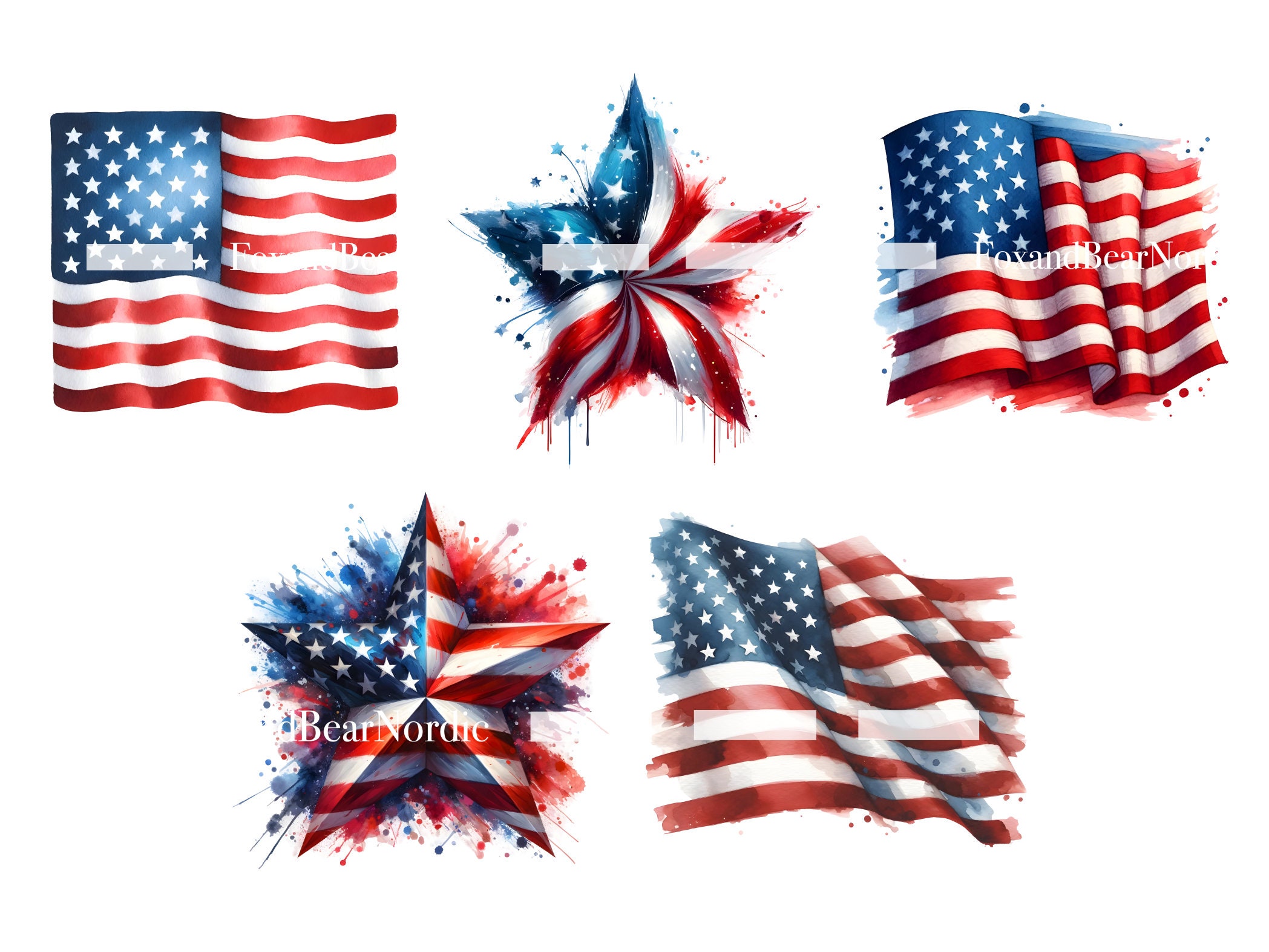 American Flag PNG Fourth 4th of July PNG Usa PNG Freedom Patriot 4th of July Decor United States WayWatercolor Clipart Commercial Use image 5