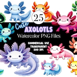 Aquarel Axolotl Clipart dierlijke Clipart PNG Kids Clipart Baby Axolotl verjaardag PNG aquarel Clipart aquarel illustraties commercieel gebruik