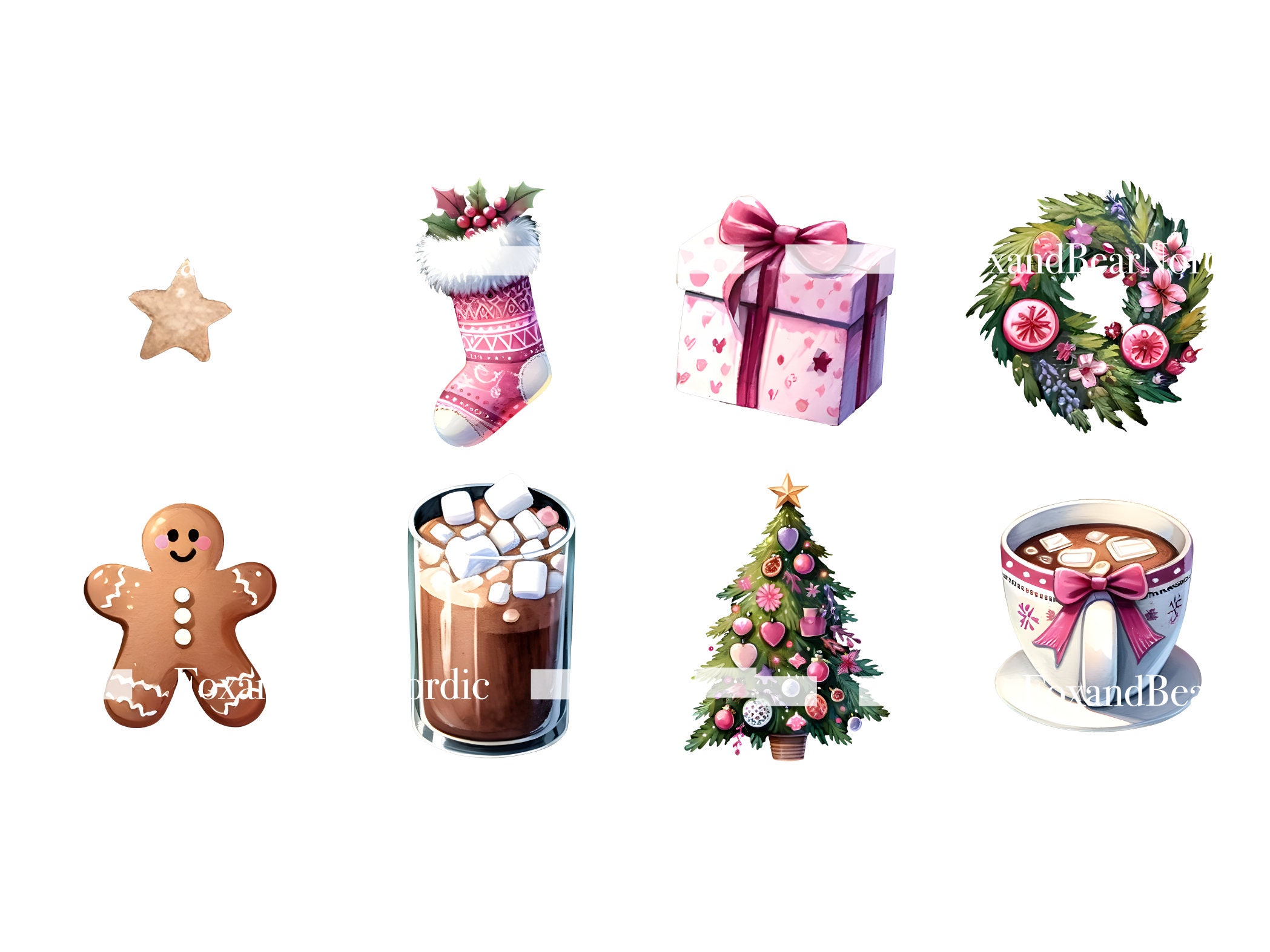 Cozy Pink Christmas PNG That Girl Planner Christmas Clipart Watercolor Clipart Commercial Use Watercolor Clip Art Digital Stickers Download image 4