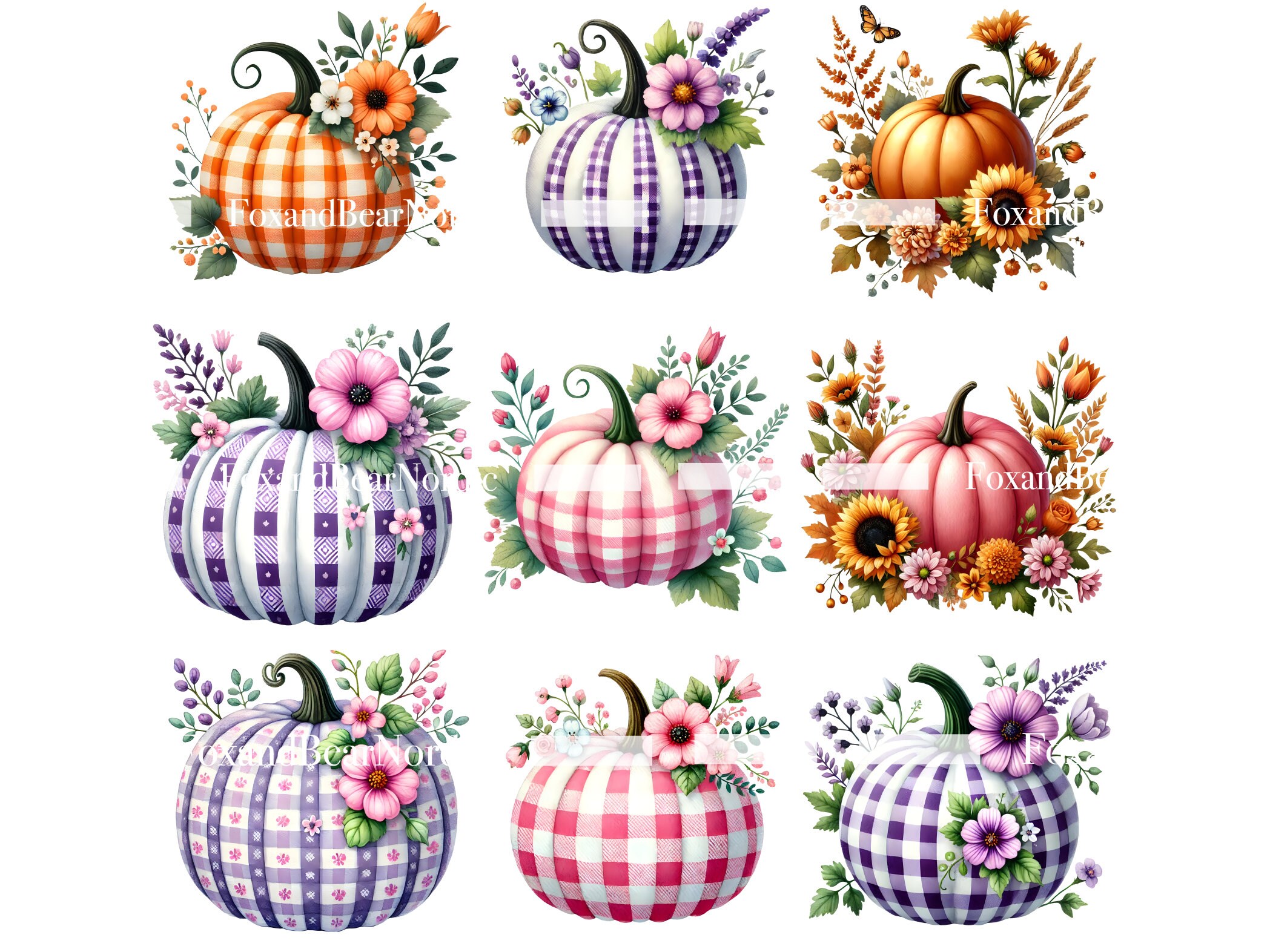 Pastel Halloween Clipart Plaid Pumpkin PNG Pumpkin Clipart Pink Pumpkins PNG Colorful Pumpkin png Clip art Halloween PNG Commercial Use image 4