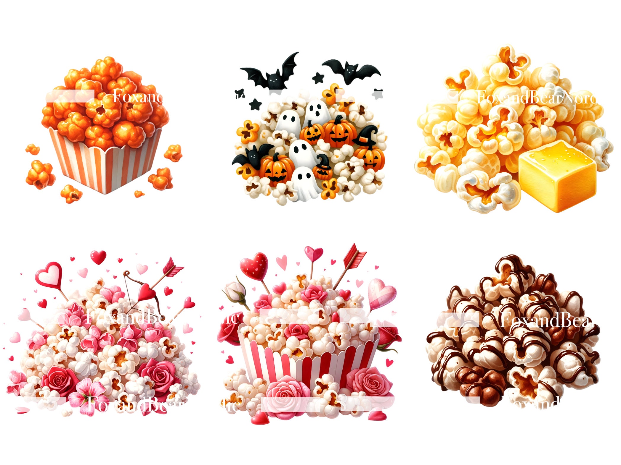 Watercolor Popcorn PNG Carnival Clipart Popcorn Bucket Popcorn Machine Movie Ticket Watercolor Clipart Watercolor Clip Art Commercial Use image 9