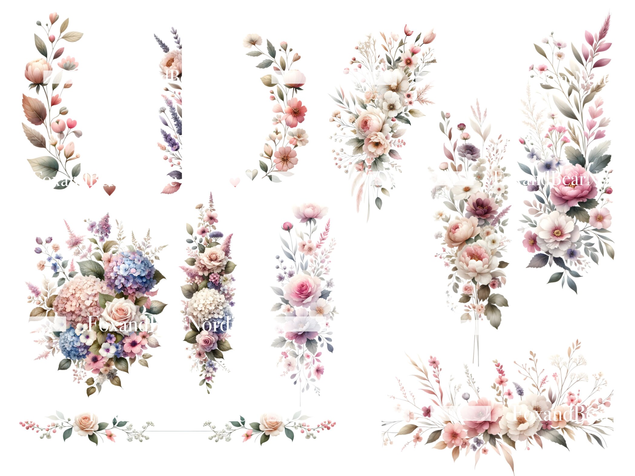 Watercolor Floral Clipart Wedding Clipart Watercolor Hydrangea Clipart Floral Graphics Commercial Use Watercolor Clip Art Digital Download image 10