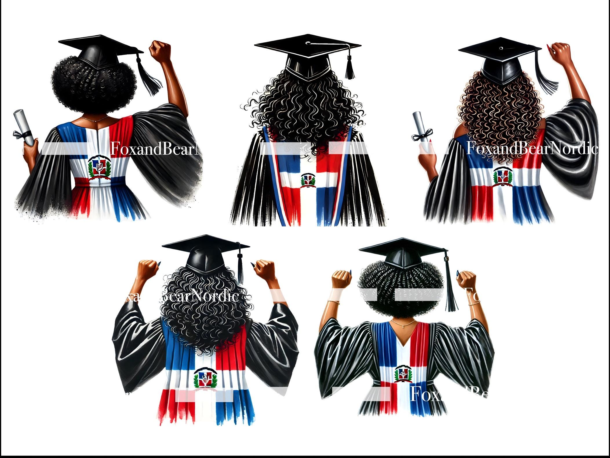 Dominican Graduation PNG Graduation Clipart Graduation Girl PNG Clipart for Graduation Cap Topper Dominican Republic Flag Commercial Use image 5