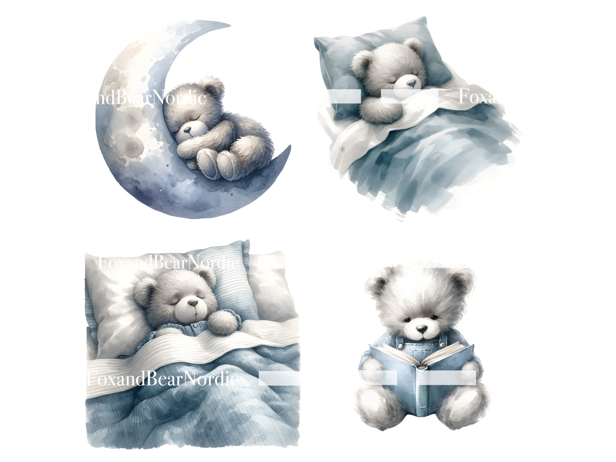 Watercolor Teddy Bear Clipart Cute Teddy Bear Clip Art Teddy Bear PNG Watercolor Clipart Watercolor Clip Art Commercial Use Instant Download image 8