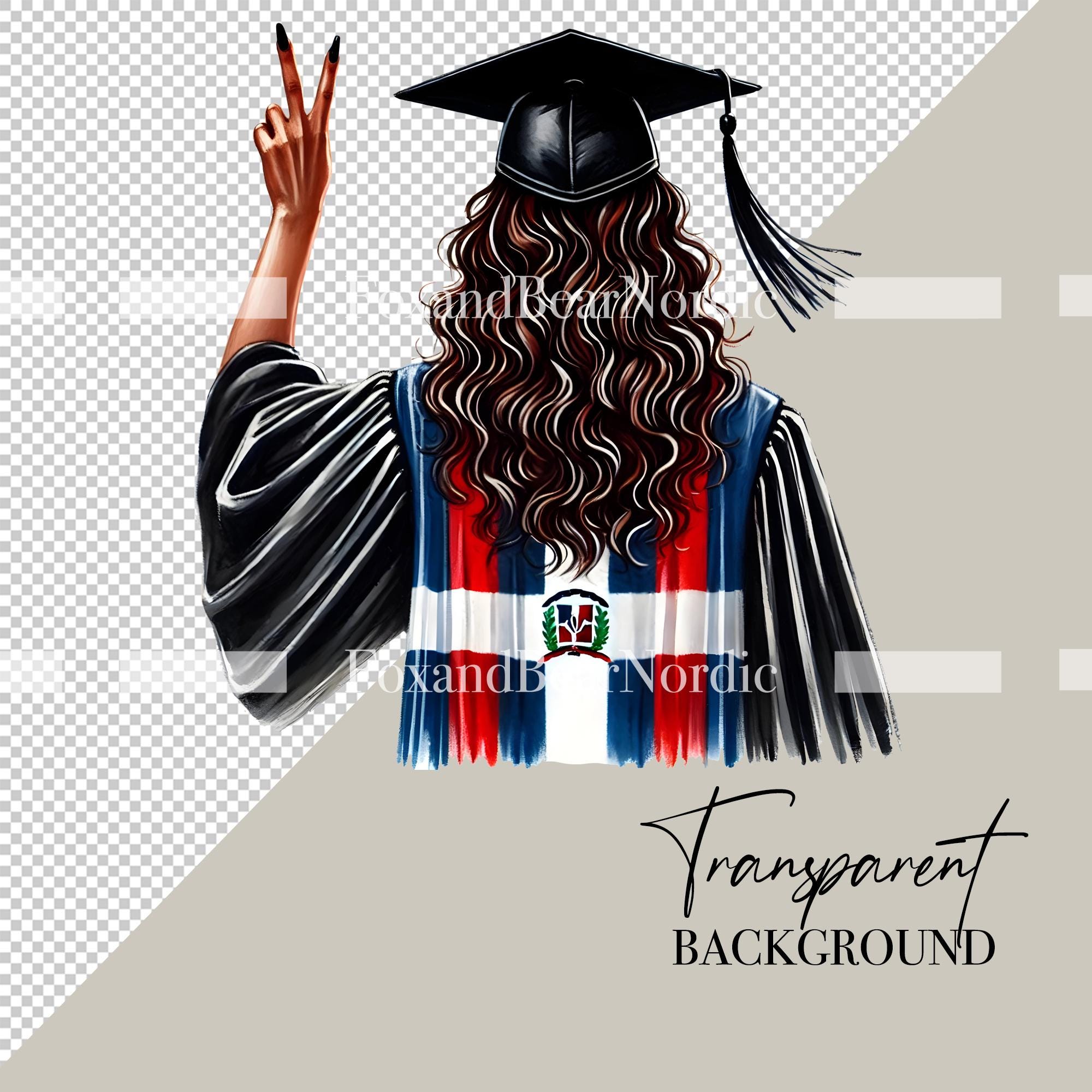 Dominican Graduation PNG Graduation Clipart Graduation Girl PNG Clipart for Graduation Cap Topper Dominican Republic Flag Commercial Use image 3