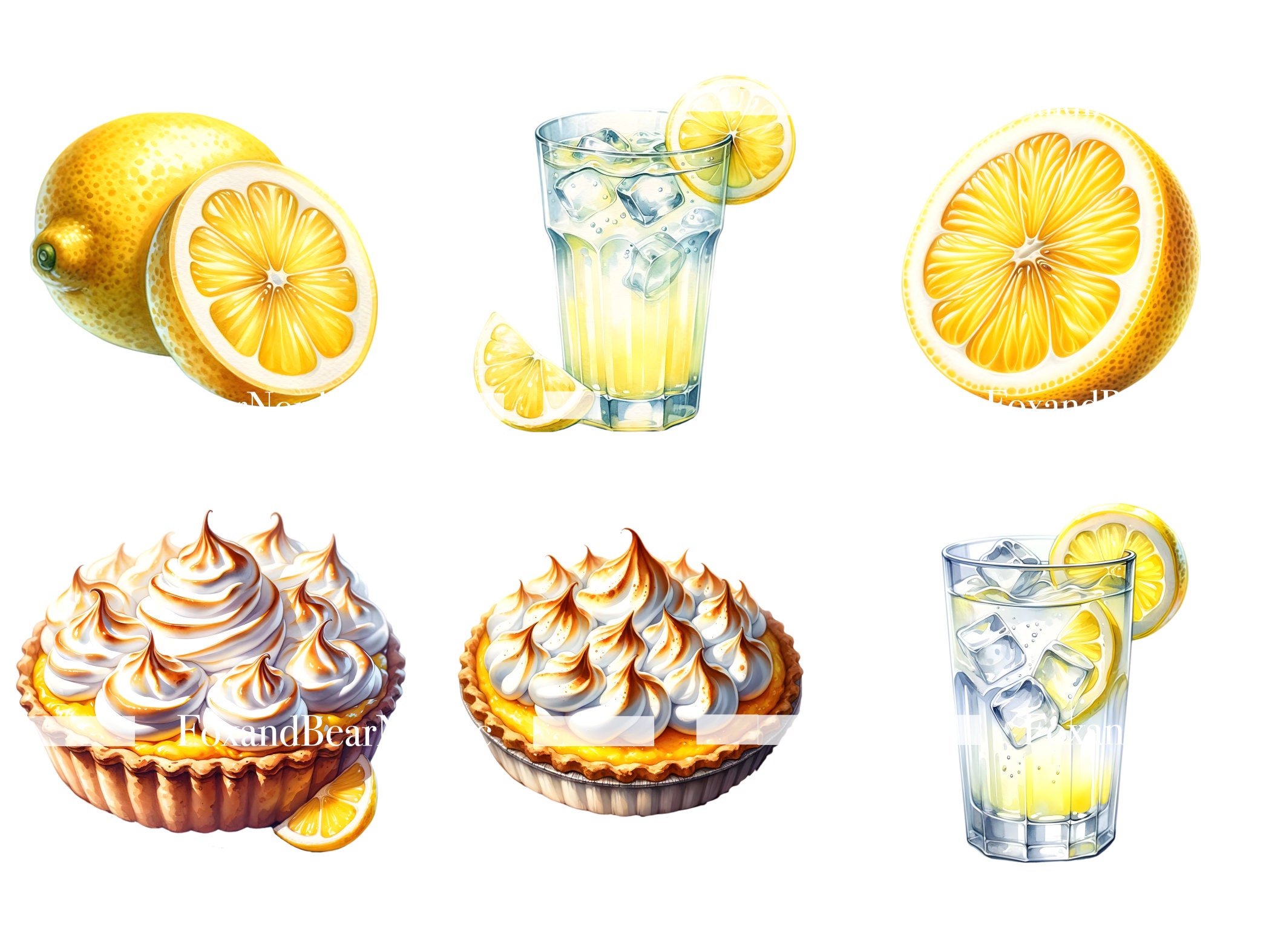 Watercolor Lemon Clipart Lemon PNG Summer Clipart Lemon Tree Wreath Watercolor Clipart Watercolor Clip Art Digital Stickers Commercial Use image 8