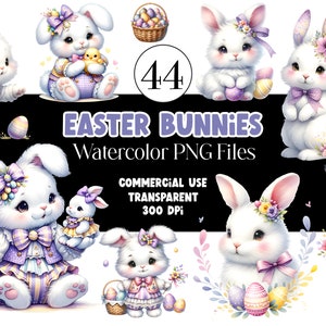 Watercolor Easter Bunny PNG Rabbit Bunny Clipart Pastel Easter PNG Watercolor Clipart Watercolor Clip Art Commercial Use Digital Download