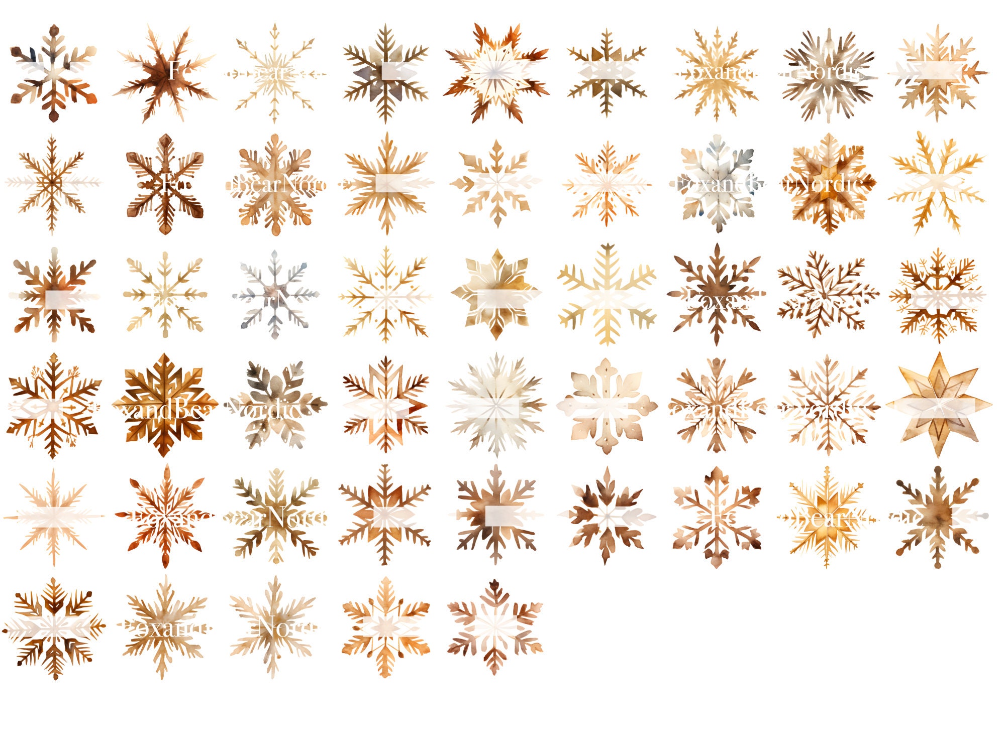 Snowflake PNG Watercolor Clipart Winter PNG Commercial Use Watercolor Clip Art Winter Clipart Christmas Clipart Digital Stickers Download image 4