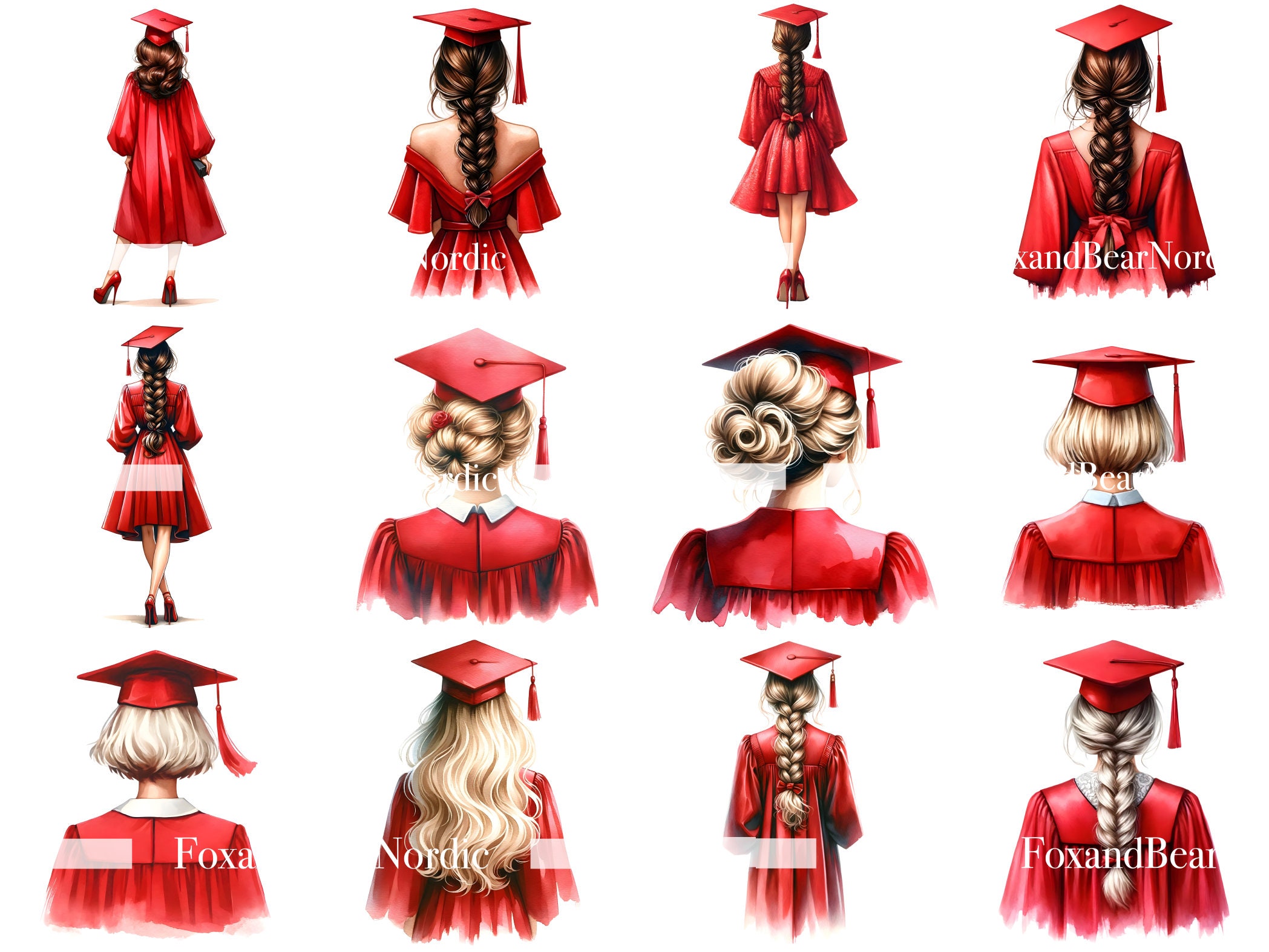 Watercolor Graduation PNG Doctor Graduation Clipart Graduation Girl PNG Graduation Cap Watercolor Clipart Watercolor Clip Art Commercial Use image 8