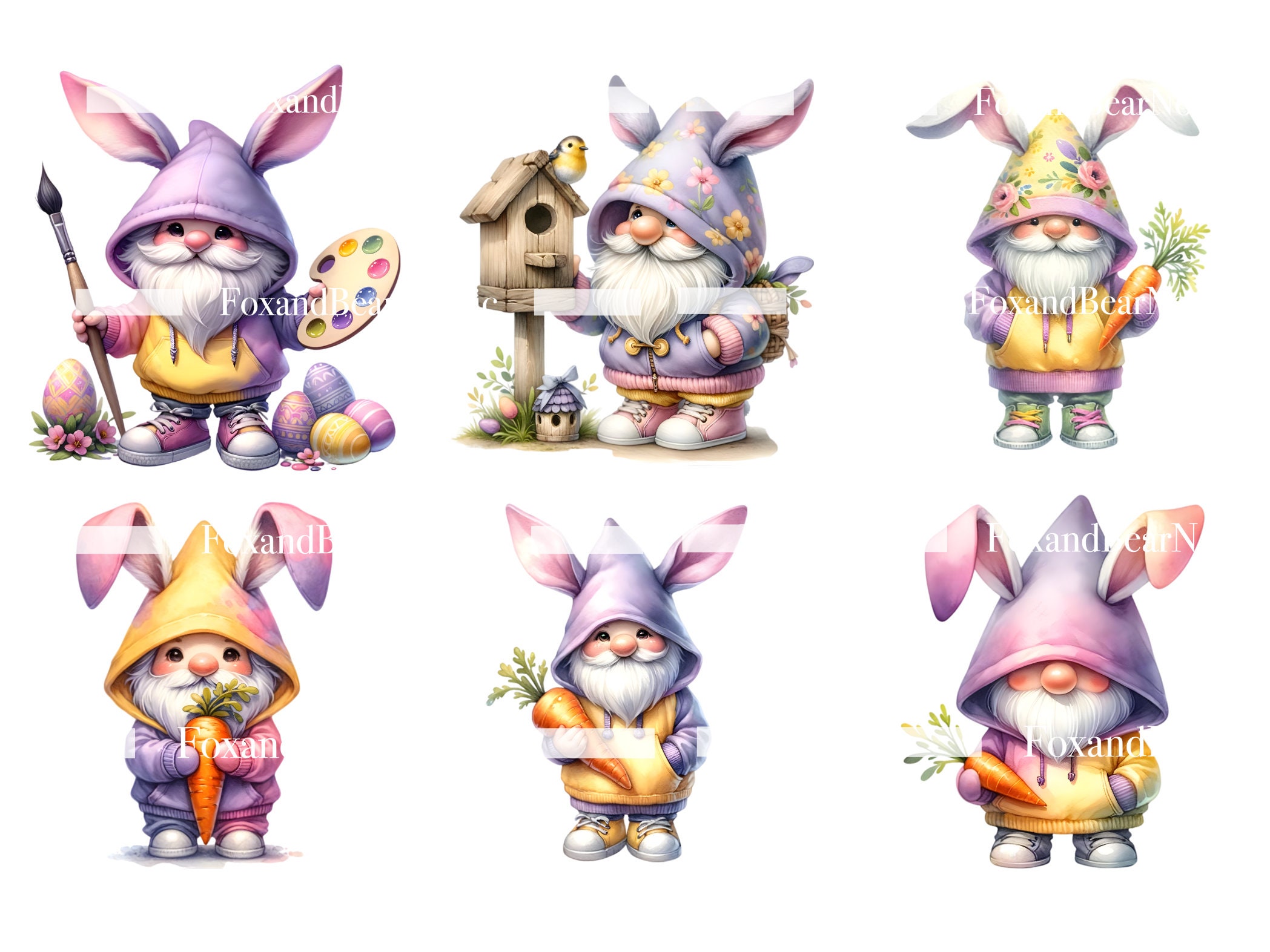 Watercolor Easter Gnomes Clipart PNG Gnome Clip Art Pastel Easter PNG Watercolor Clipart Commercial Use Watercolor Clip Art Digital Download image 4