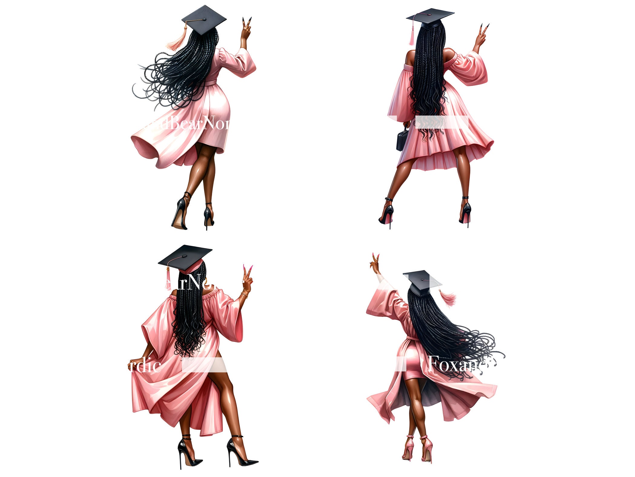 Watercolor Black Girl PNG Graduation PNG Doctor Graduation Clipart Black Woman Graduation Girl PNG Graduation Cap Topper Commercial Use 2026 image 5