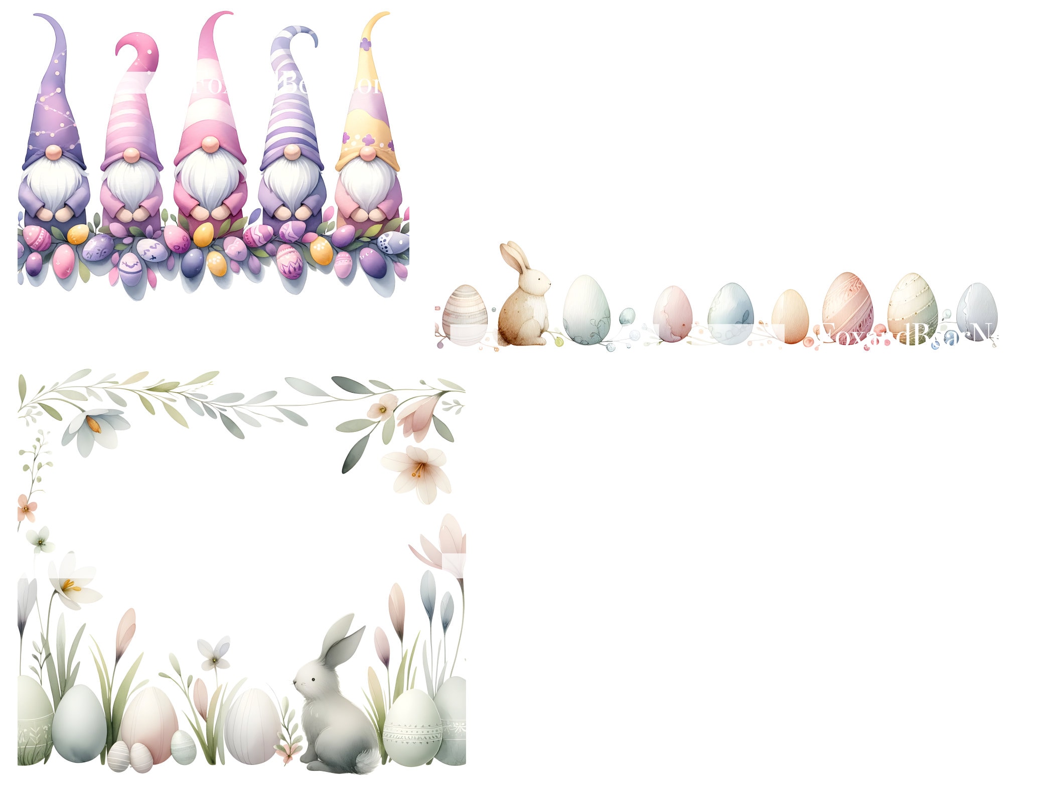 Watercolor Easter Border Clipart PNG Happy Easter Clip Art Pastel Easter PNG Border Watercolor Clipart Watercolor Clip Art Commercial Use image 6
