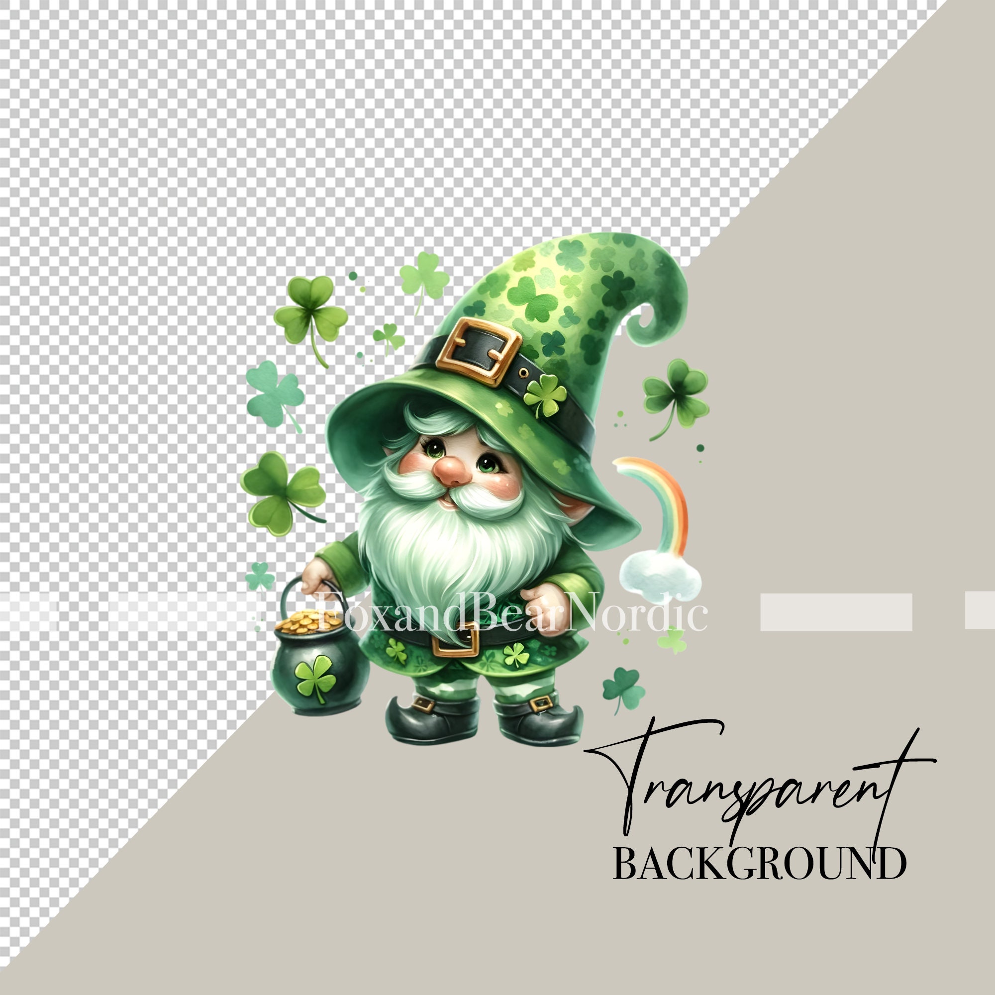 St Patricks Day Gnome Leprechaun Clipart Gnome Clip Art Leprechaun PNG Lucky Gnomes Watercolor Clipart Watercolor Clip Art Commercial Use image 3