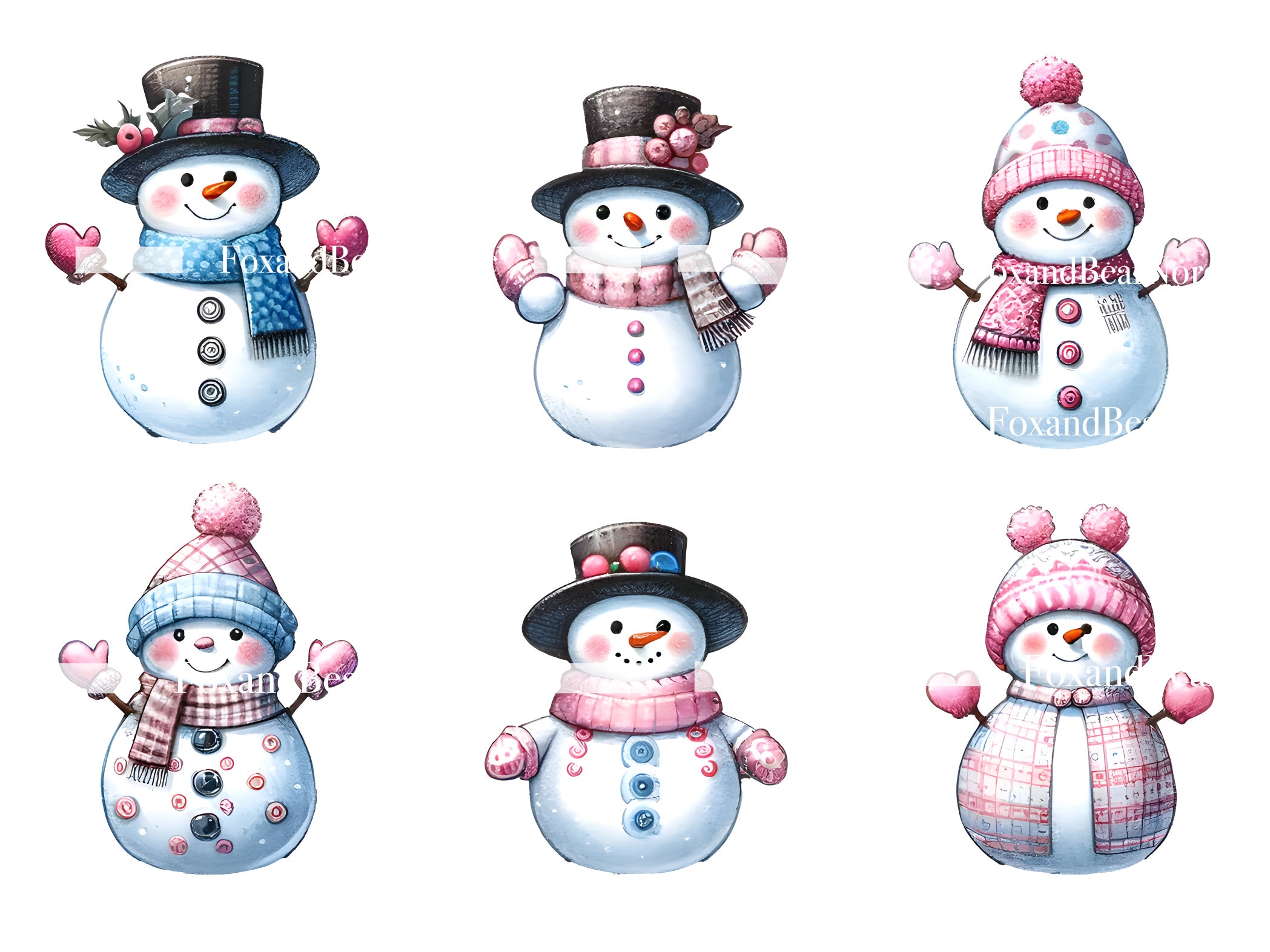 Snowman Clipart Snowman PNG Watercolor Clipart Winter PNG Commercial Use Watercolor Clip Art Winter Clipart PNG Digital Stickers Download image 4