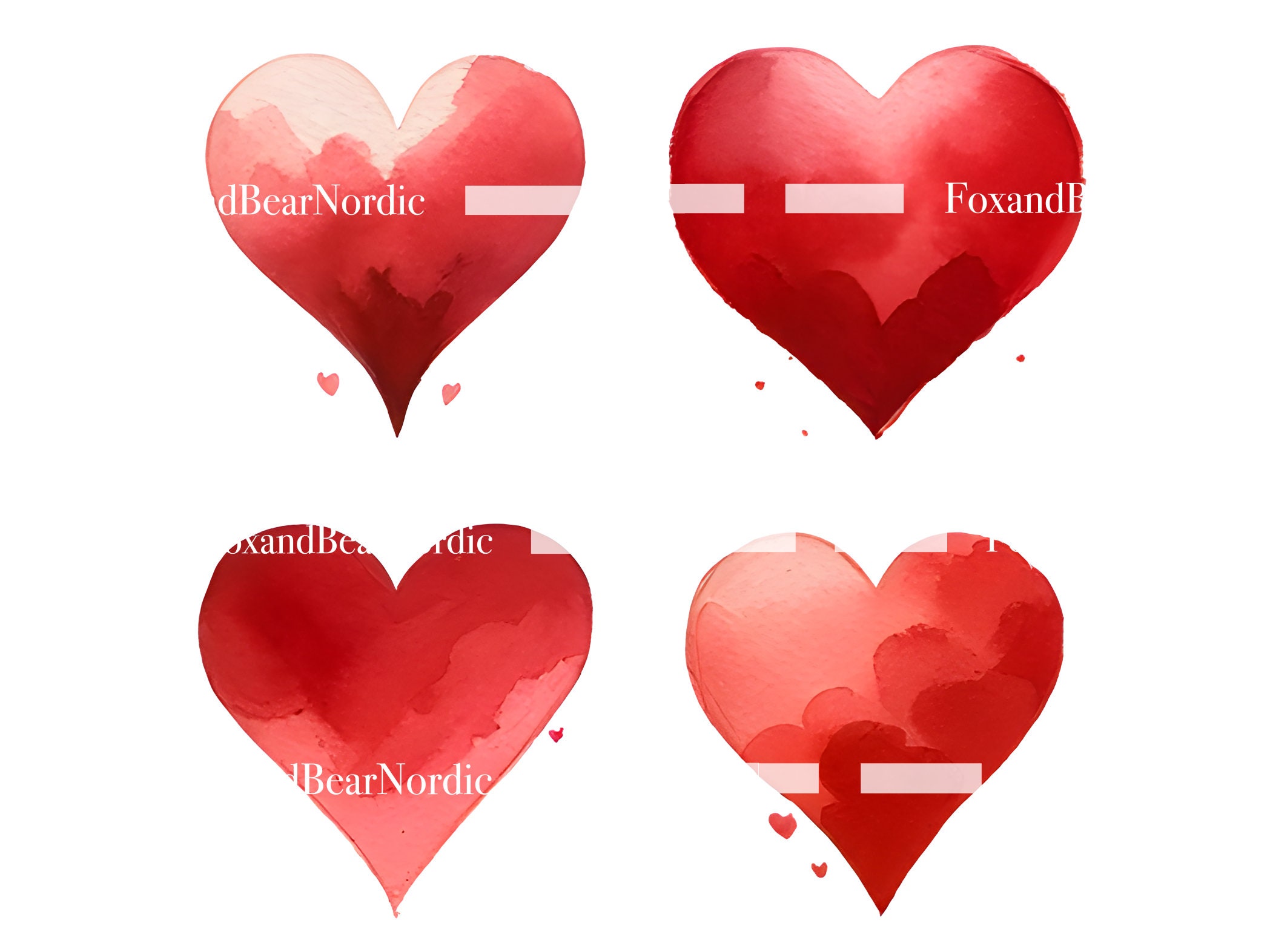 Watercolor Heart Clipart Heart PNG Valentines PNG Watercolor Clipart Watercolor Clip Art Digital Stickers Instant Download Commercial Use image 8