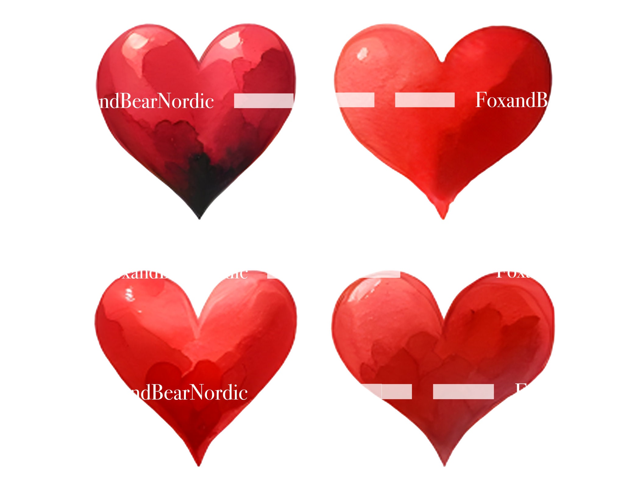 Watercolor Heart Clipart Heart PNG Valentines PNG Watercolor Clipart Watercolor Clip Art Digital Stickers Instant Download Commercial Use image 6