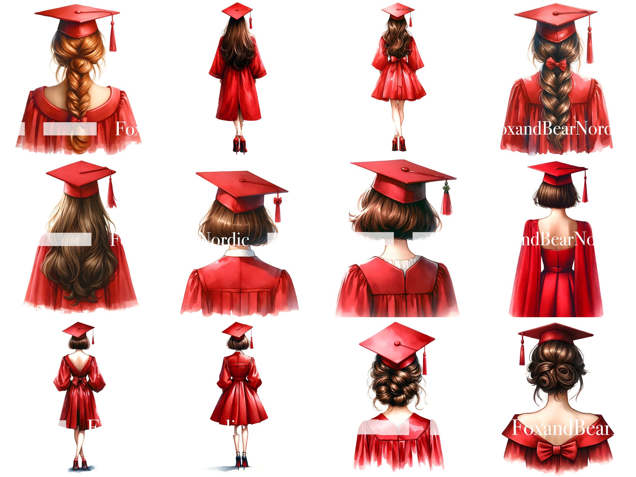 Watercolor Graduation PNG Doctor Graduation Clipart Graduation Girl PNG Graduation Cap Watercolor Clipart Watercolor Clip Art Commercial Use image 4