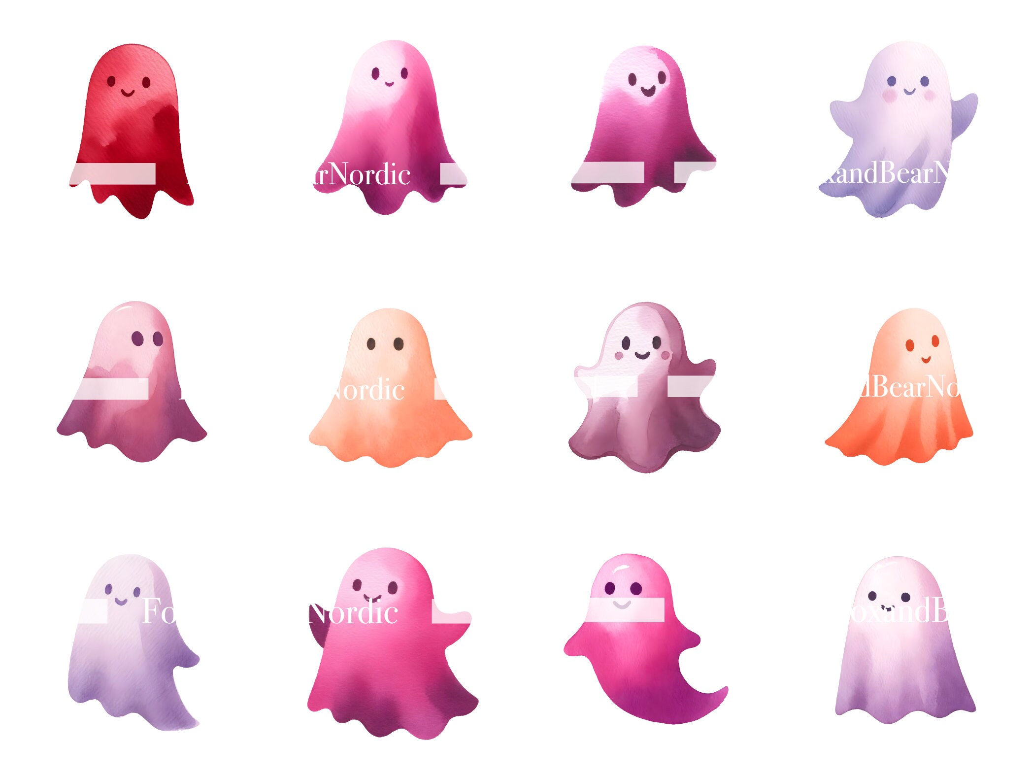 Watercolor Cute Ghost PNG Pastel Halloween Clipart Ghost Pink Ghost PNG Halloween PNG Halloween Clipart Pastel Ghost Shirt Commercial Use image 5