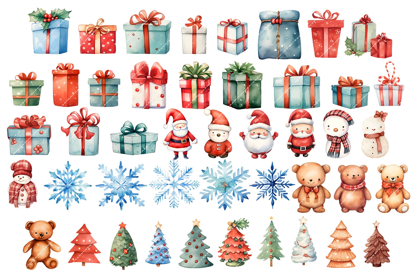 Christmas Clipart Christmas Ornament png Watercolor Clipart Christmas PNG Commercial Use Watercolor Clip Art Digital Stickers Download image 6