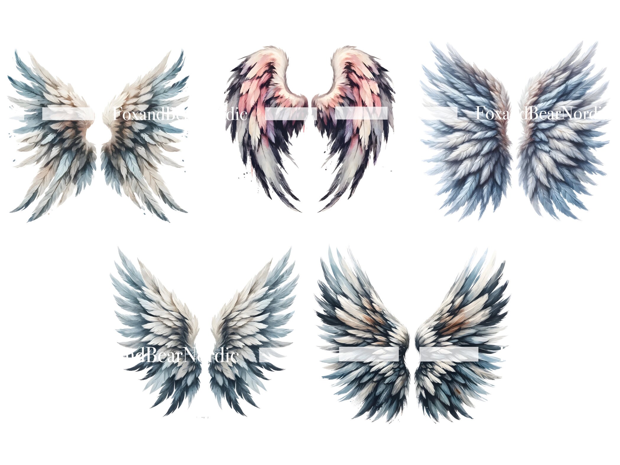 Watercolor Angel Wings PNG In loving Memory Rest In Peace PNG Heaven Memorial Guardian Angel Wings Clipart Prayer Journal Christian Planner image 6