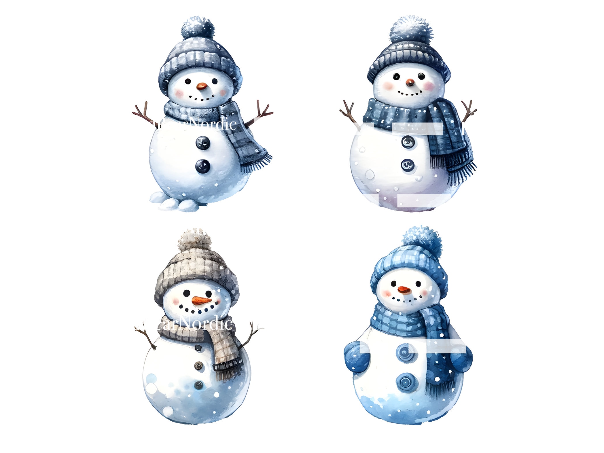 Snowman Clipart Snowman PNG Watercolor Clipart Winter PNG Commercial Use Watercolor Clip Art Winter Clipart PNG Digital Stickers Download image 7