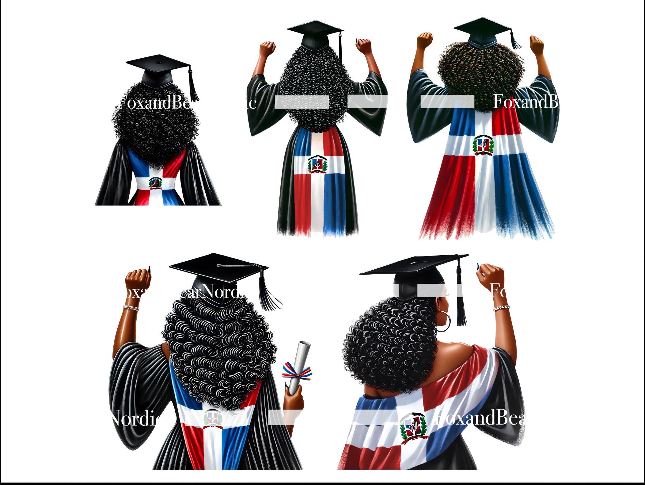 Dominican Graduation PNG Graduation Clipart Graduation Girl PNG Clipart for Graduation Cap Topper Dominican Republic Flag Commercial Use image 6
