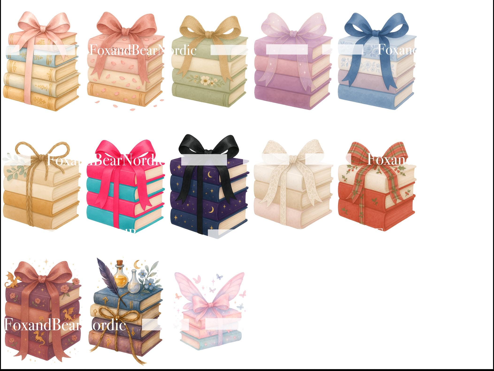 Coquette Bow Book Stack Clipart | Gift Wrapped Books PNG, Pink Aesthetic Books, Ribbon Book Stacks, Coquette Clip Art Bundle image 4