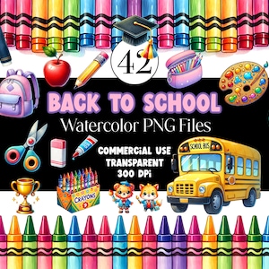 Regreso a la escuela Clipart Crayon Clipart Primer grado PNG Primer día de clases Gráficos Profesor Clipart Apple Clipart Escuela Niños Uso comercial