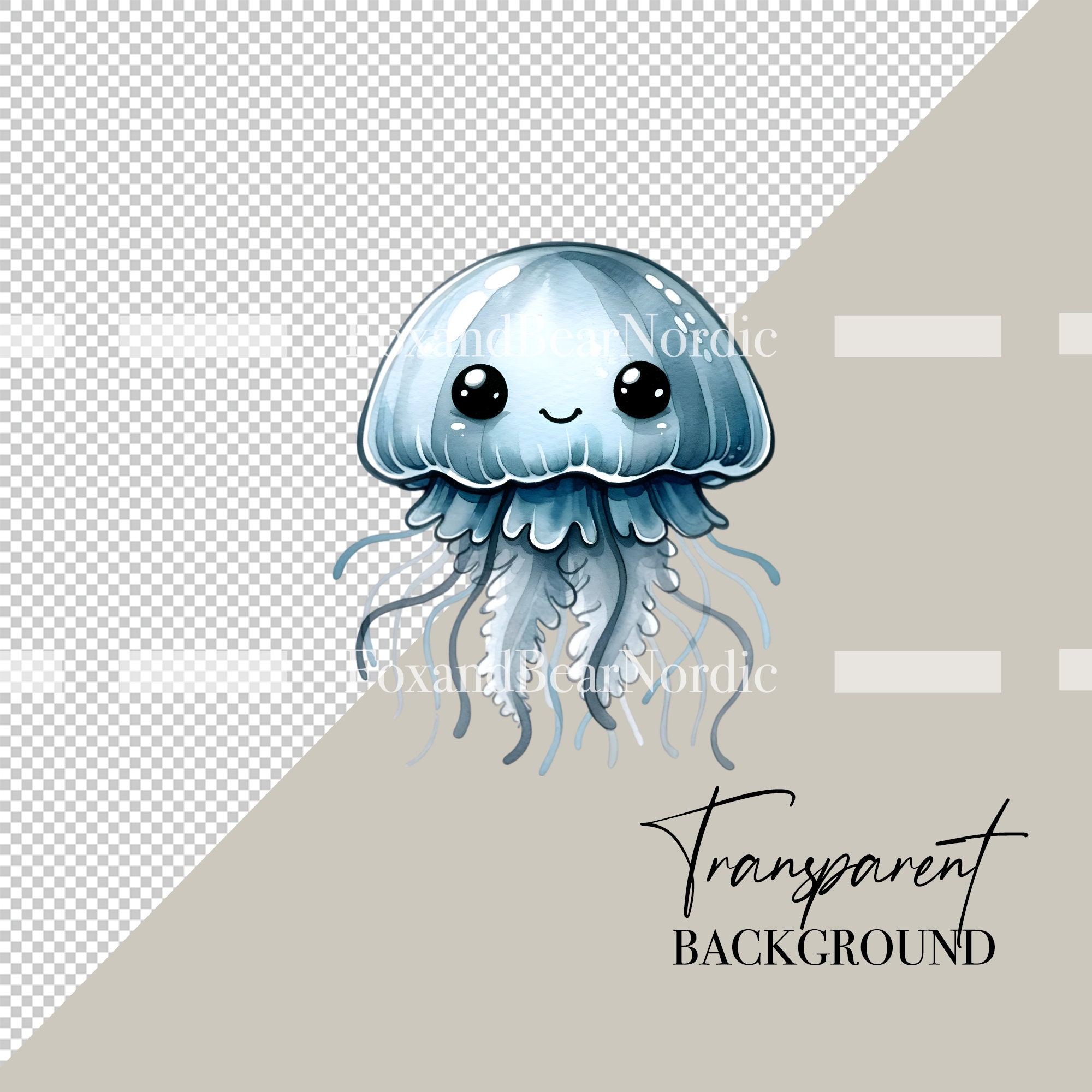 Watercolor Sea Animal Clipart for Kids Sea Turtle PNG Under The Sea Watercolor Clipart Jellyfish Octopus Watercolor Clip Art Commercial Use image 3