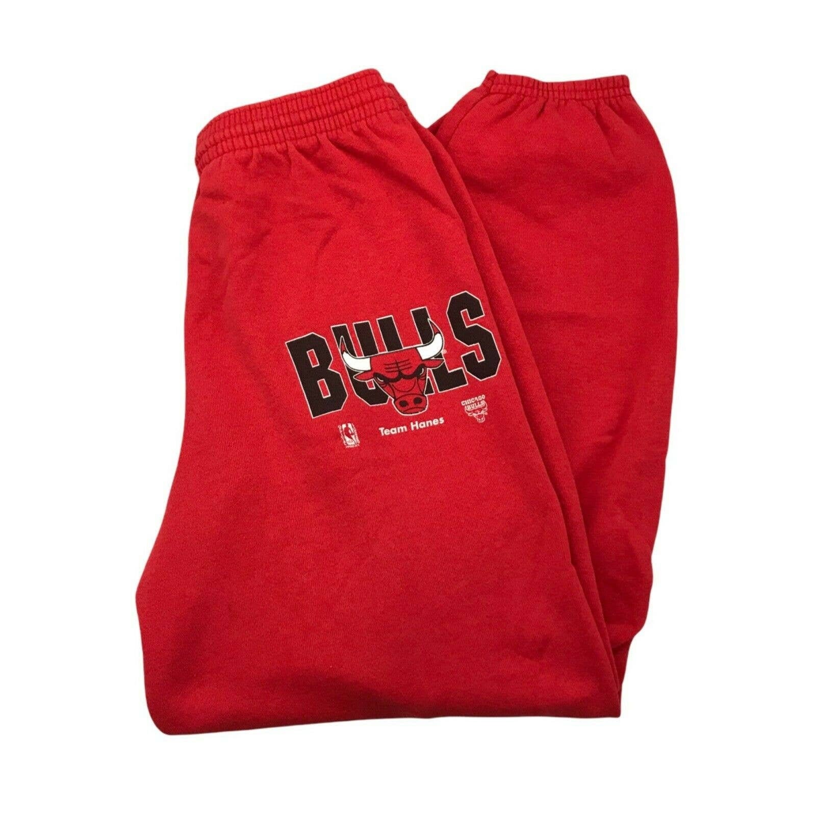 Vintage 90s Chicago Bulls NBA Red Team Hanes Sweatpants Men's Size M 