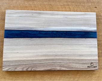 12x18 Hackberry and Epoxy Live Edge Cutting/Serving Board
