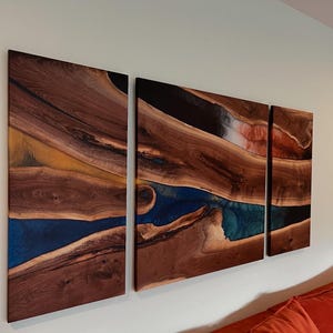 Custom Live Edge Wood and Epoxy Resin Wall Art