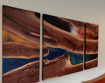 Live Edge Epoxy Wall Art 16"-48" | Custom Wall Decoration | Home Decor | Home Office | Game Room |