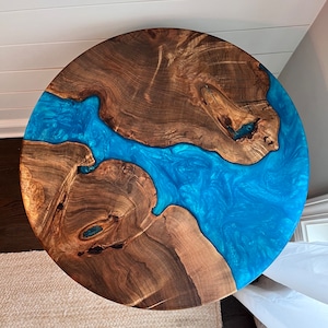 Custom 30&quot; Round Walnut | Cherry Burl | Maple | Epoxy River Table | Side Table | Bistro Table | End Table | Pub Table | Live Edge |