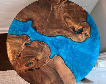Custom Live Edge 30" Round Walnut | Cherry Burl | Maple | Epoxy River Side Table | Bistro Table | End Table | Pub Table | *Table top only*