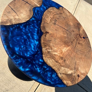 Large Round Spalted Maple and Blue Epoxy Resin Kitchen Pub Coffee or Bistro Dining Table Top DIY ***TOP ONLY***