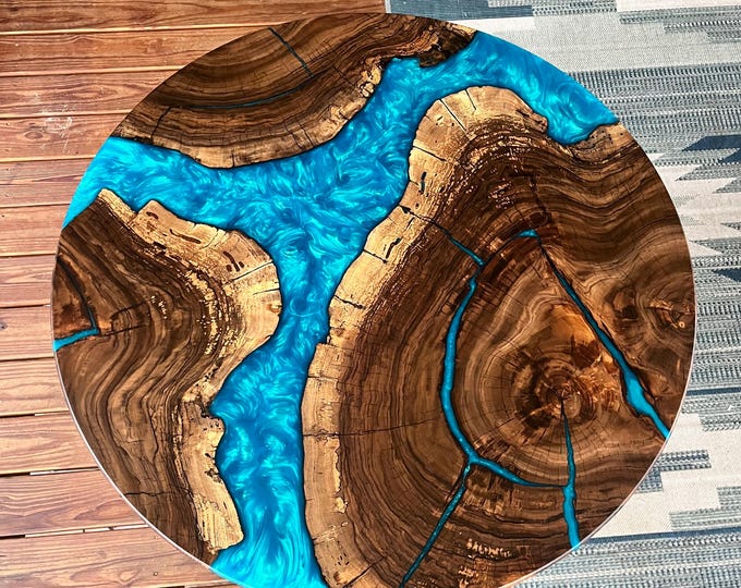 Featured listing image: Custom Live Edge 36" Round Walnut | Cherry Burl | Maple | Bistro Table | Dining Table | Pub Table | Coffee Table |