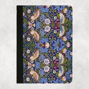 iPad Case Strawberry Thief Blue William Morris, Folio Soft TPU/Rubber,Pro 13 M4,Pro 12.9,11,10.5,Mini 6,10.2 9th,8th,Air 6th gen M2, Air7 M3